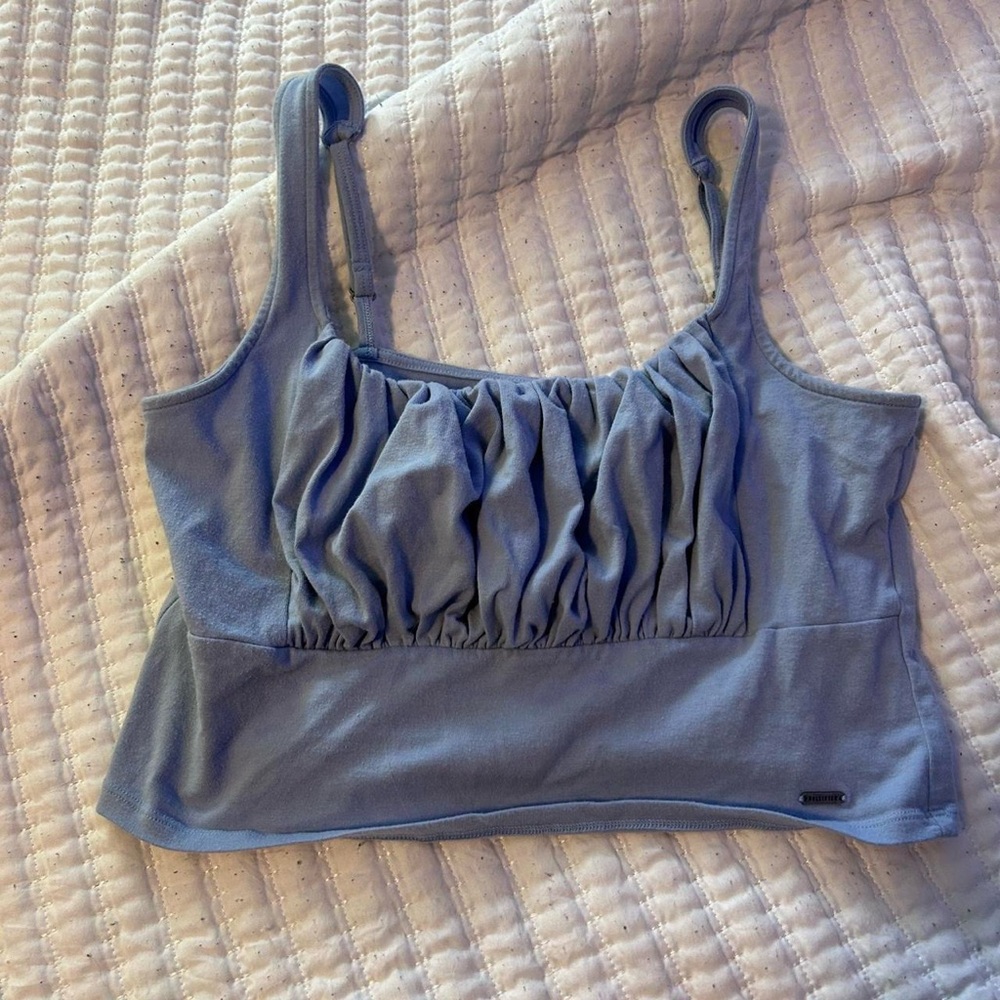 Hollister Blue Ruched Crop Top